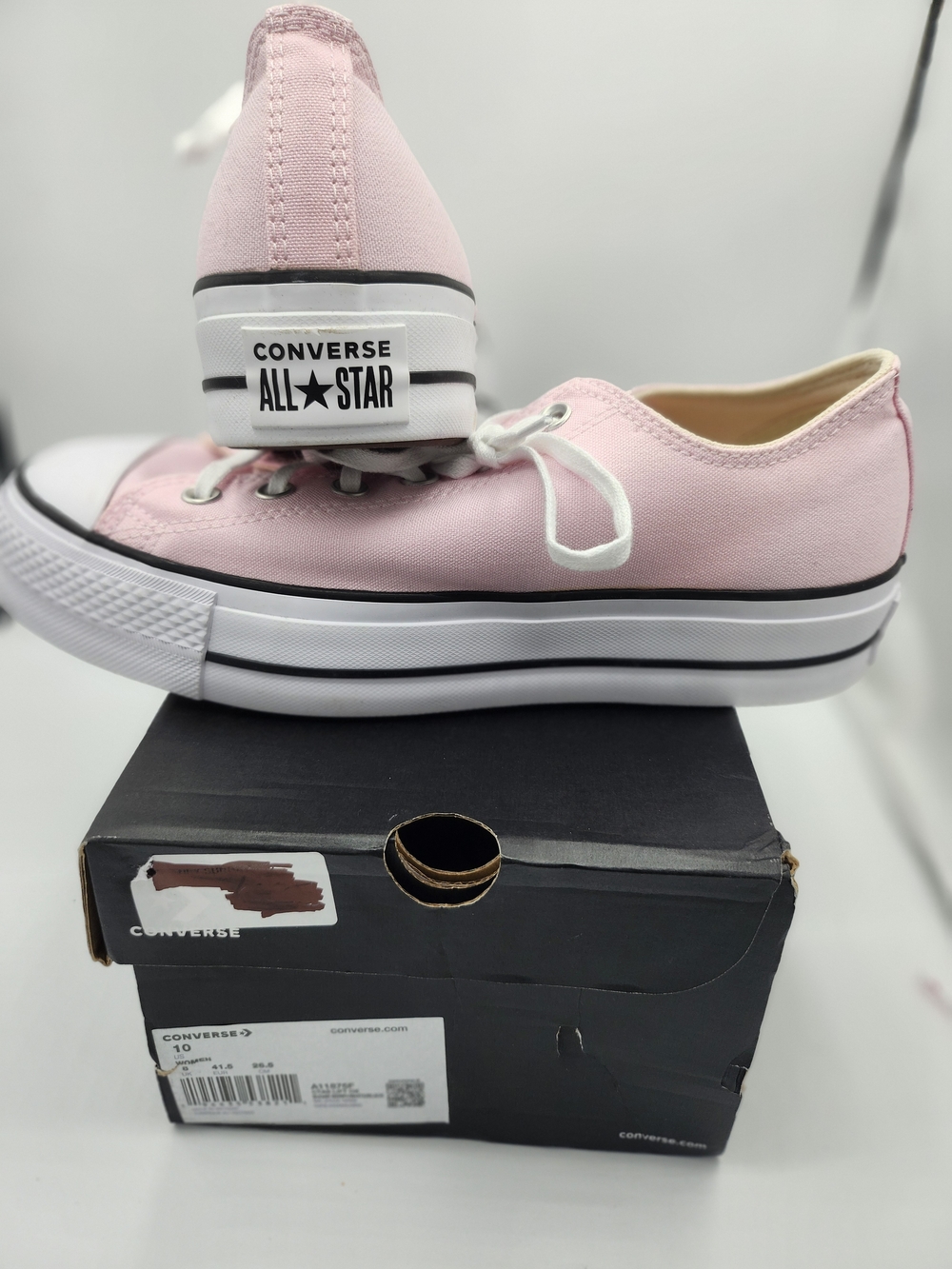 Converse All Star Low Top Canvas Platform Sneakers - Light Pink Size:10W NIB